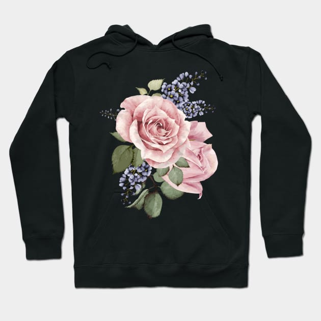 Centifolia Roses Garden Floral Design Pink Cut Flowers Hand-painted  Flower Hoodie by laneyeleonore5645